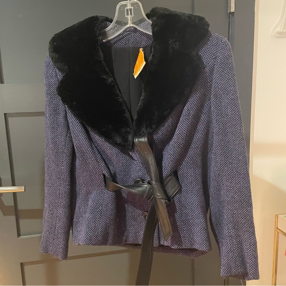 Vintage bird speakman blazer fur collar jacket